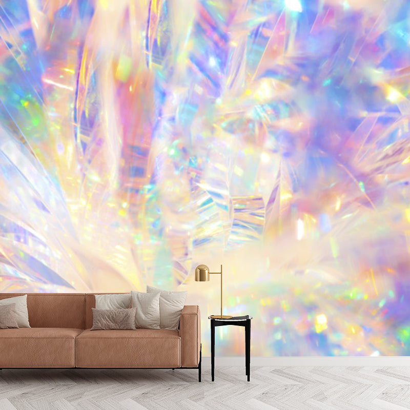 Huge Holographic Pattern Mural Yellow Non-Woven Wall Art for Home Decor, Personalised
