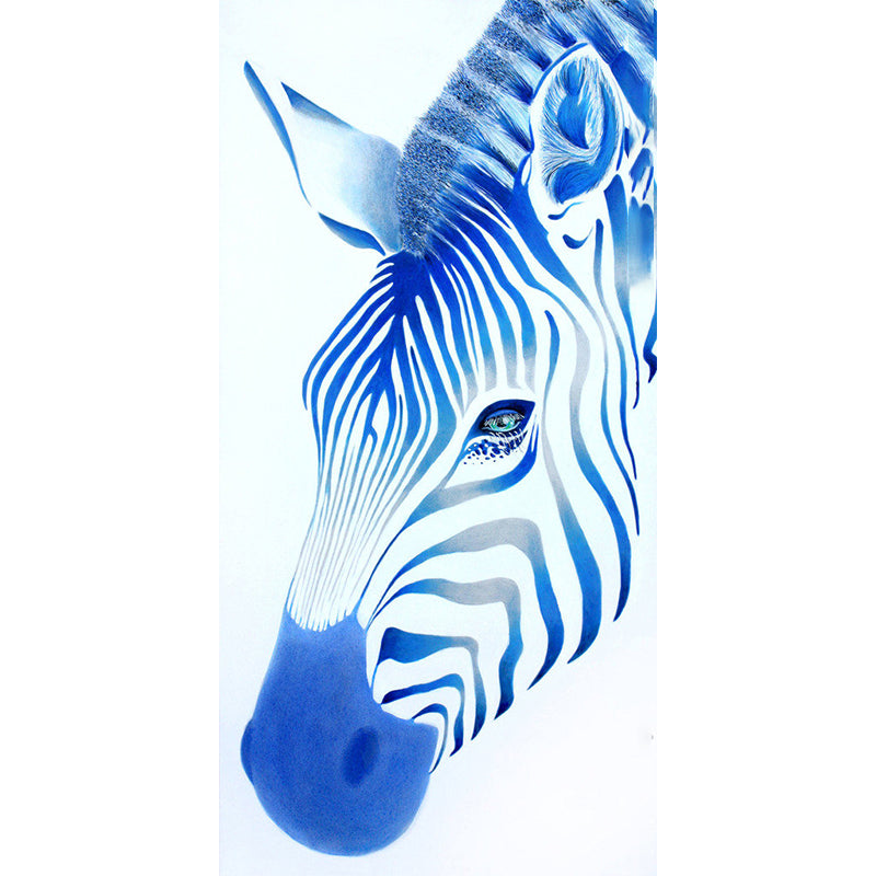 Contemporary Zebra Head Mural Non-Woven Stain-Proofing Soft Color Wall Art for Bathroom
