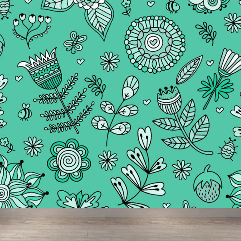 Diverse Flowers Print Wall Mural for Dining Room Florentine Wall Decor, Customised