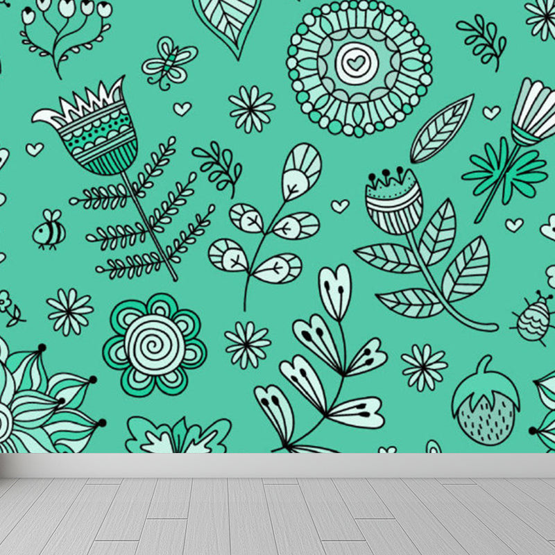 Diverse Flowers Print Wall Mural for Dining Room Florentine Wall Decor, Customised