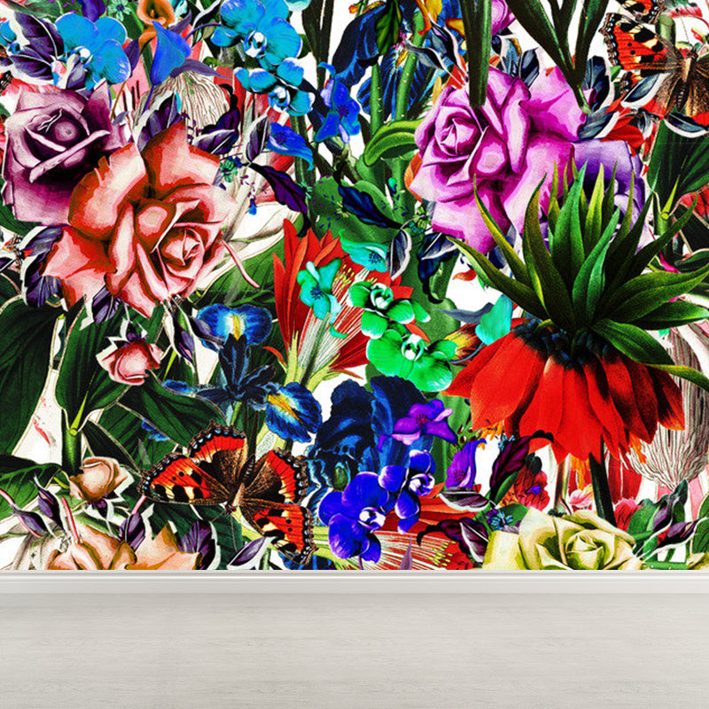 Various Floral Printed Mural Wallpaper Contemporary Non-Woven Fabric Wall Covering