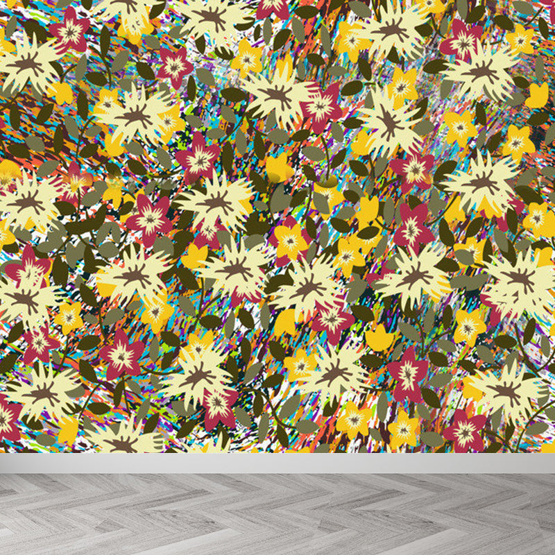 Various Floral Printed Mural Wallpaper Contemporary Non-Woven Fabric Wall Covering