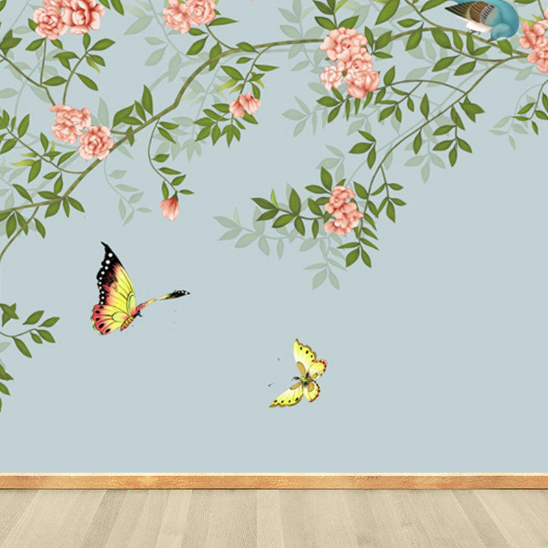 Autocollant Mural au Design Floral vif, décoration murale moderne en matériau non tissé de couleur claire