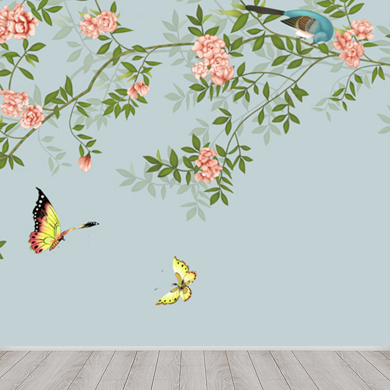Autocollant Mural au Design Floral vif, décoration murale moderne en matériau non tissé de couleur claire