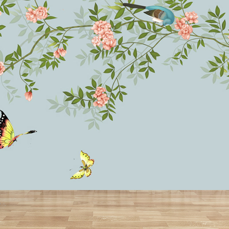Autocollant Mural au Design Floral vif, décoration murale moderne en matériau non tissé de couleur claire