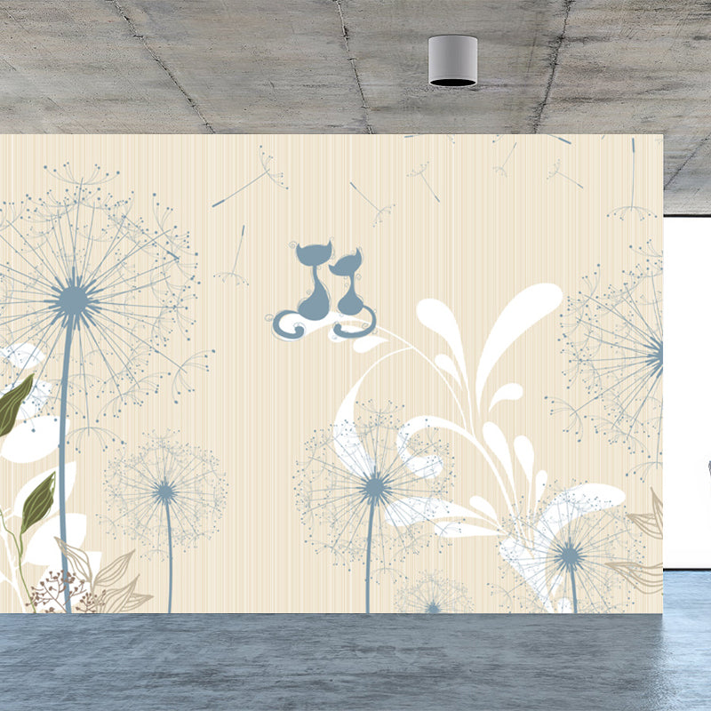 Autocollant Mural au Design Floral vif, décoration murale moderne en matériau non tissé de couleur claire