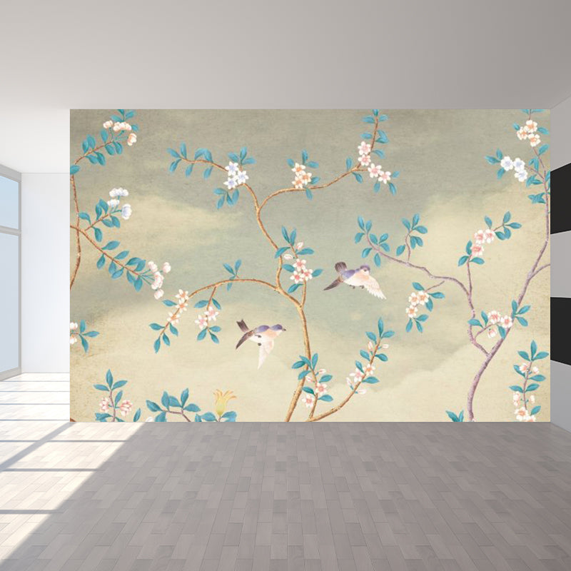 Autocollant Mural au Design Floral vif, décoration murale moderne en matériau non tissé de couleur claire