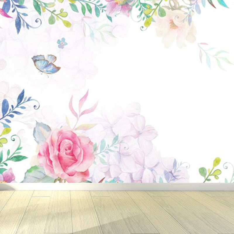 Flower Pattern Wall Mural Modern Decorative Dining Room Wall Covering, Custom Printed