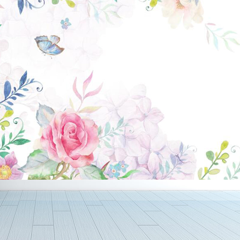 Flower Pattern Wall Mural Modern Decorative Dining Room Wall Covering, Custom Printed