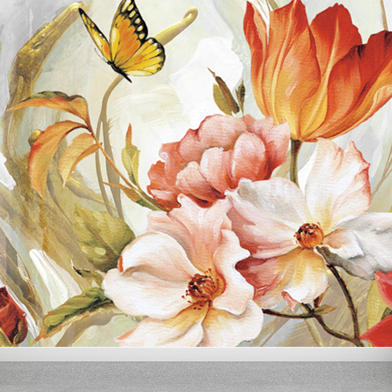 Flower Pattern Wall Mural Modern Decorative Dining Room Wall Covering, Custom Printed