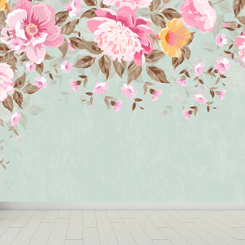 Flower Pattern Wall Mural Modern Decorative Dining Room Wall Covering, Custom Printed