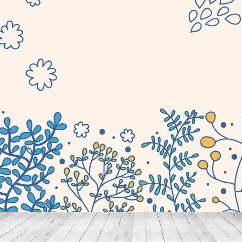 Contemporary Flower Print Mural Pastel Color Florentine Wall Art, Made to Measure