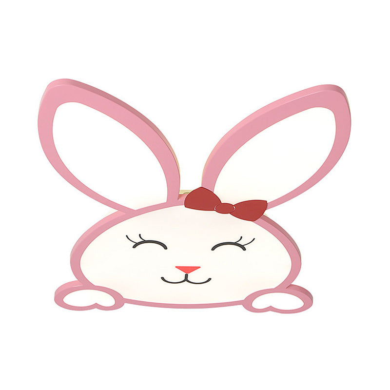 Smiling Baby Rabbit Flush Ceiling Light Animal Acrylique Metal LED Ceiling Light for Child Room
