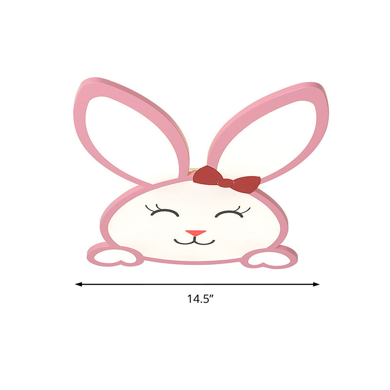 Smiling Baby Rabbit Flush Ceiling Light Animal Acrylique Metal LED Ceiling Light for Child Room