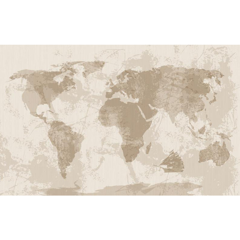 Full Size Illustration Modern Mural Wallpaper with Various World Map in Light Color