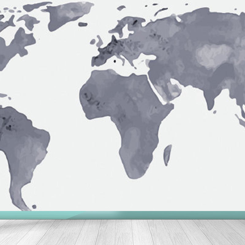 Illustration Style World Map Mural Decal for Living Room, Pastel Color, Personalized