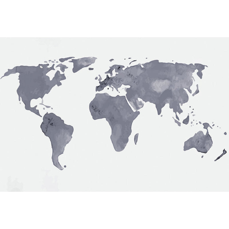 Illustration Style World Map Mural Decal for Living Room, Pastel Color, Personalized