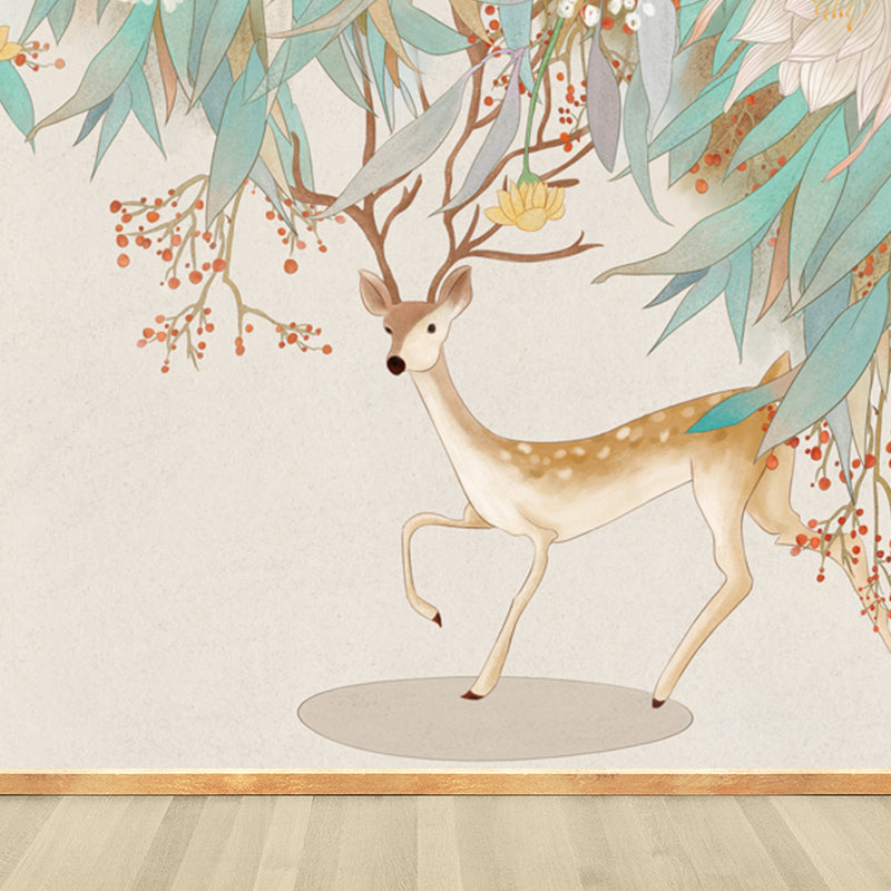 Non-Woven Decorative Wall Mural Modern Cartoon Animals Wall Covering for Living Room