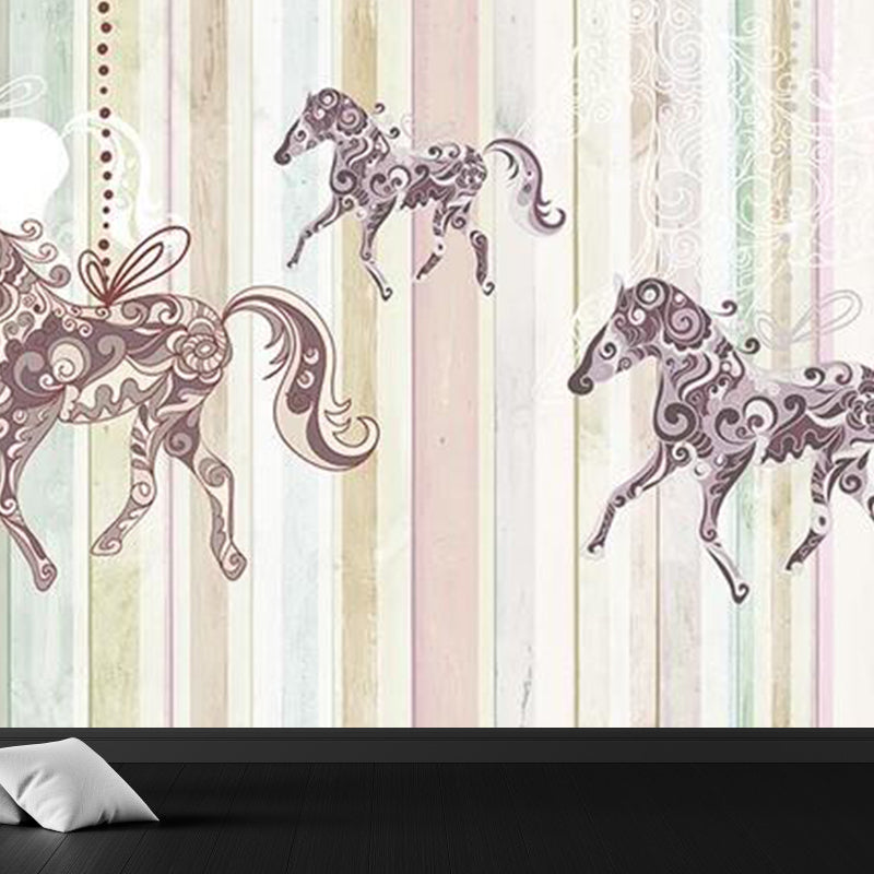 Non-Woven Decorative Wall Mural Modern Cartoon Animals Wall Covering for Living Room