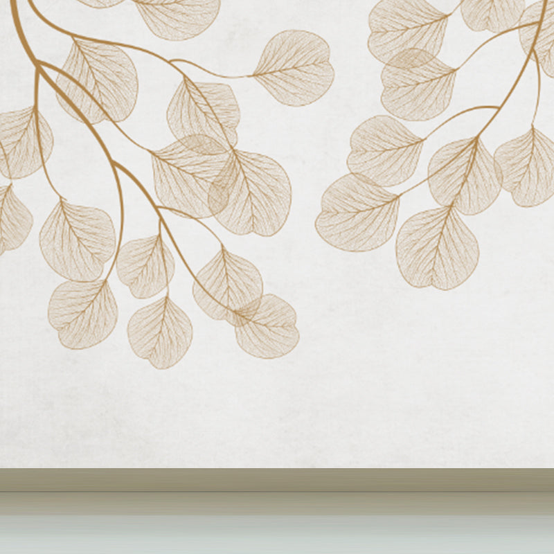 Light Color Botanical Mural Decal Moisture Resistant Contemporary Bathroom Wall Covering