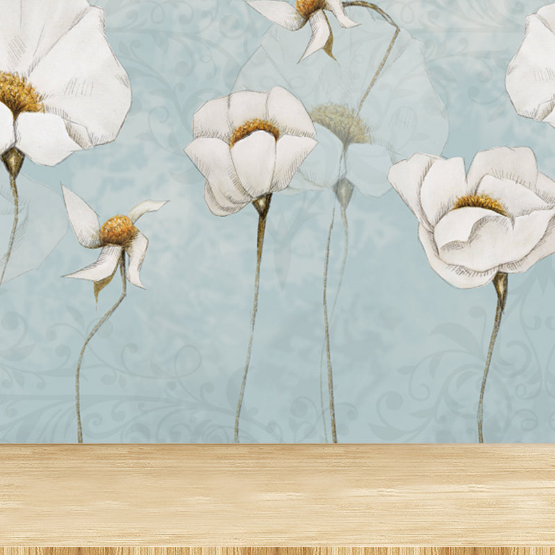 Soft Color Blossom Mural Wallpaper Flower Modern Washable Wall Covering for Kitchen