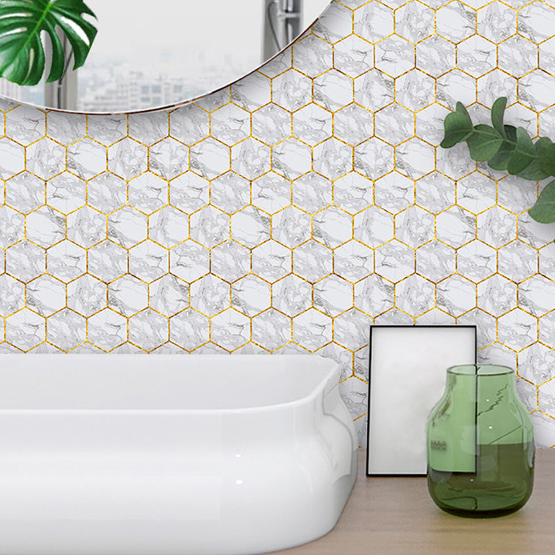 Grey Honeycomb Peel Wallpaper Panels Temporary Modern Style Kitchen Wall Decor, 50 Pcs