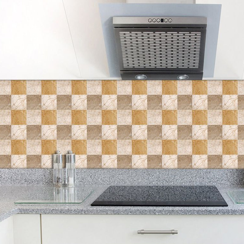 50 Pcs Mosaic Tile Stick Wallpapers Modern Classic Marble Wall Covering in Brown, 6' x 6"