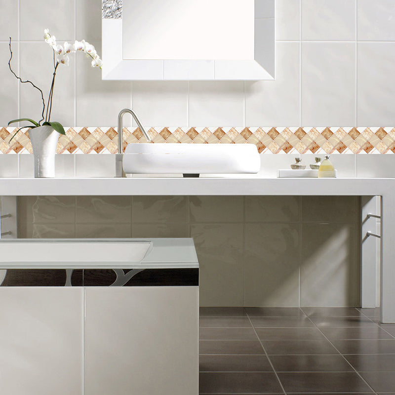 50 Pcs Mosaic Tile Stick Wallpapers Modern Classic Marble Wall Covering in Brown, 6' x 6"