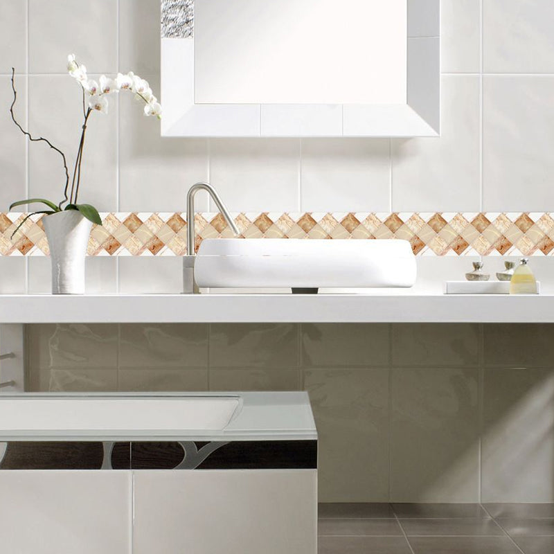 Modern Interwoven Pattern Wallpaper Panels 54 Pcs Brown Marble Effect Wall Art, Easy to Remove