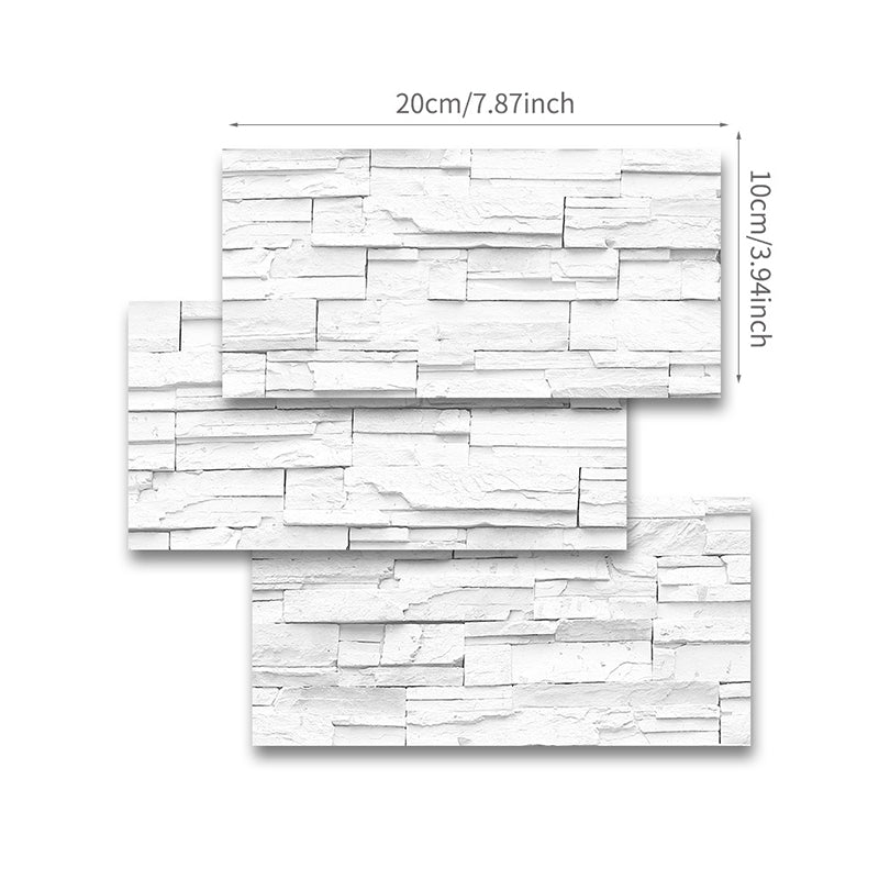 White Brick Wallpaper Panel Set Self-Sticking Simple Style Kitchen Wall Art, 8' L x 4" W
