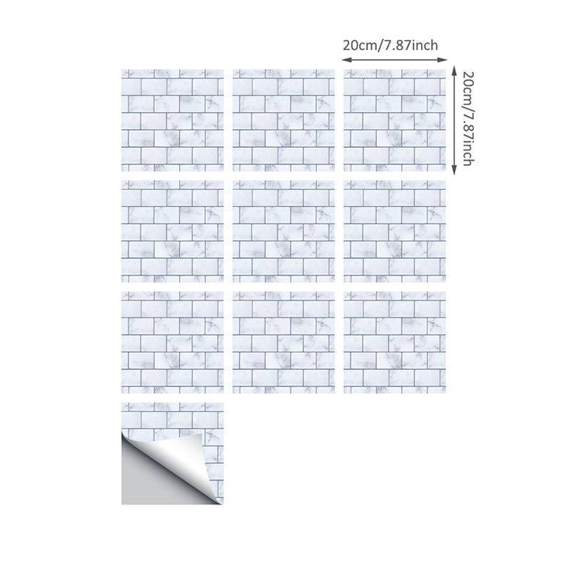 Smooth Blue Wallpaper Panel Country Style Faux Brick Stick On Wall Covering, 8' L x 8" W