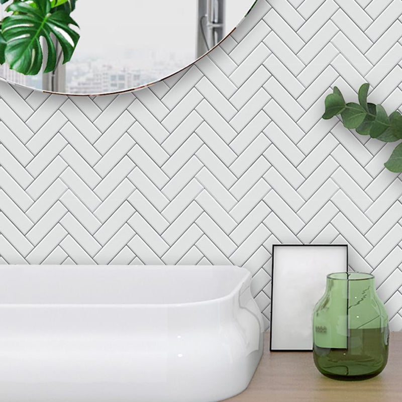 Minimalistic Herringbone Wallpaper Panels Beige Geometric Wall Covering for Bathroom, Self-Sticking