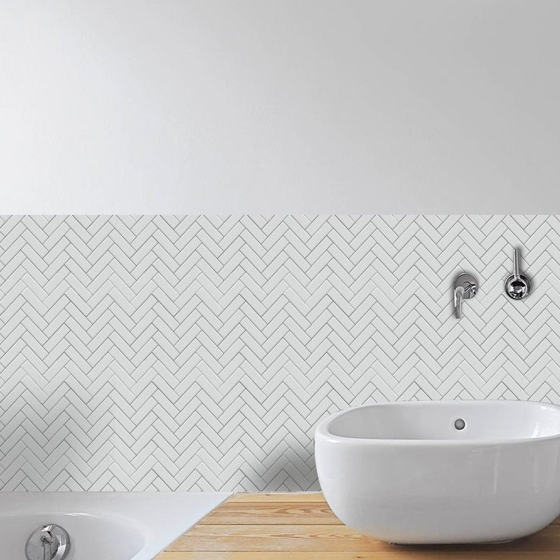 Minimalistic Herringbone Wallpaper Panels Beige Geometric Wall Covering for Bathroom, Self-Sticking