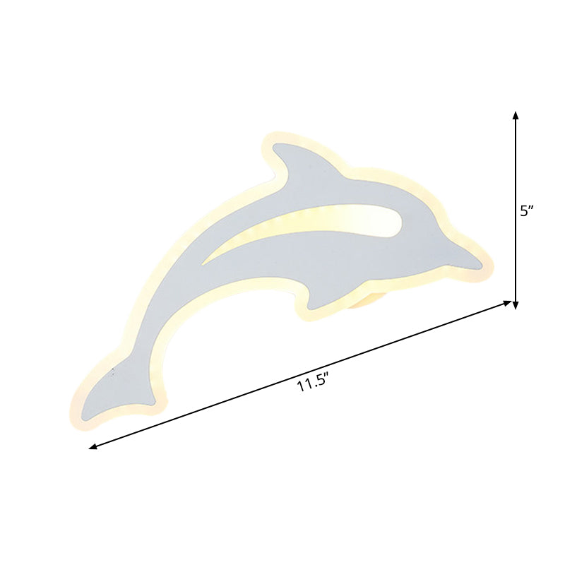 Acrylic Animal Sconce Light Modern Style LED Wall Lamp in White Finish for Hallway