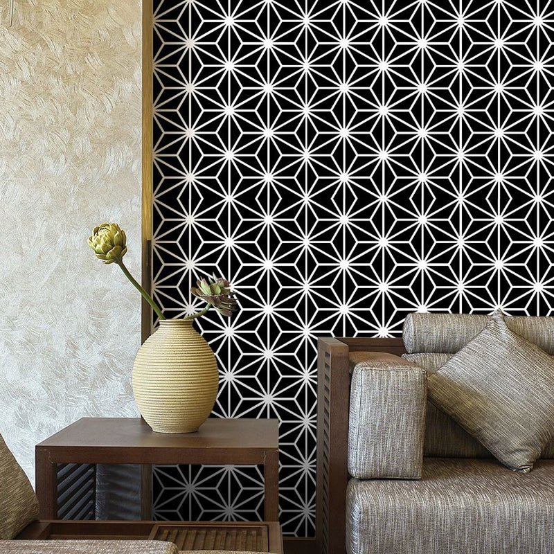 Abstract Geometric Wallpaper Panels Contemporary Stick On Living Room Wall Art, 4' x 20.5"