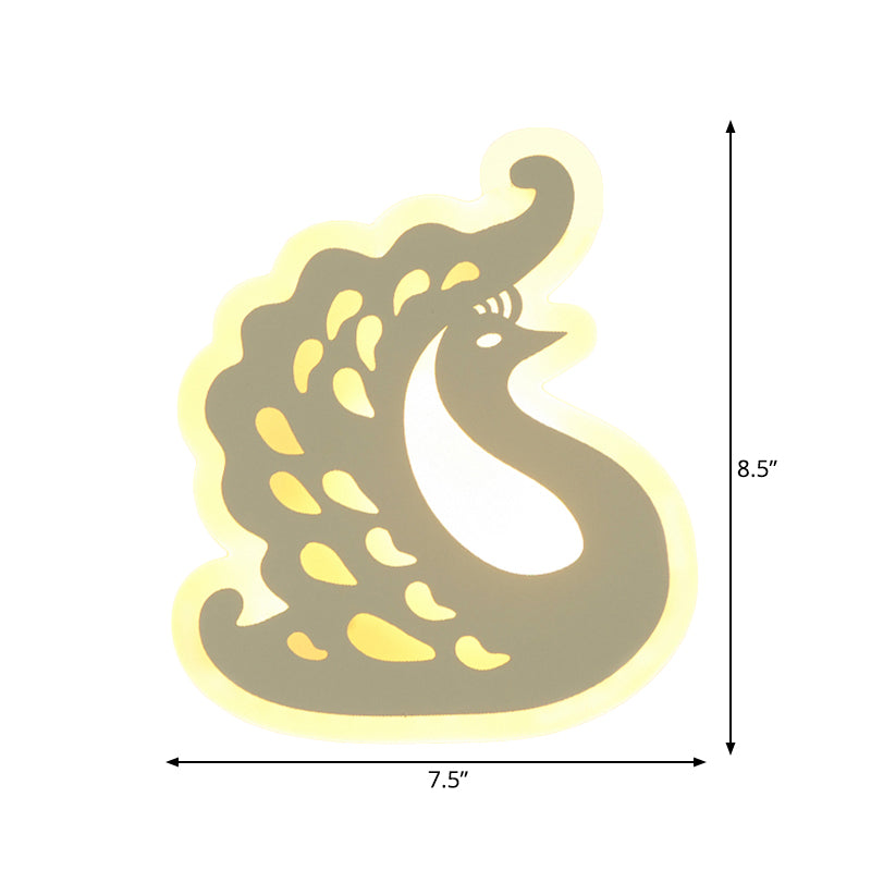 Acrylic Animal Sconce Light Modern Style LED Wall Lamp in White Finish for Hallway