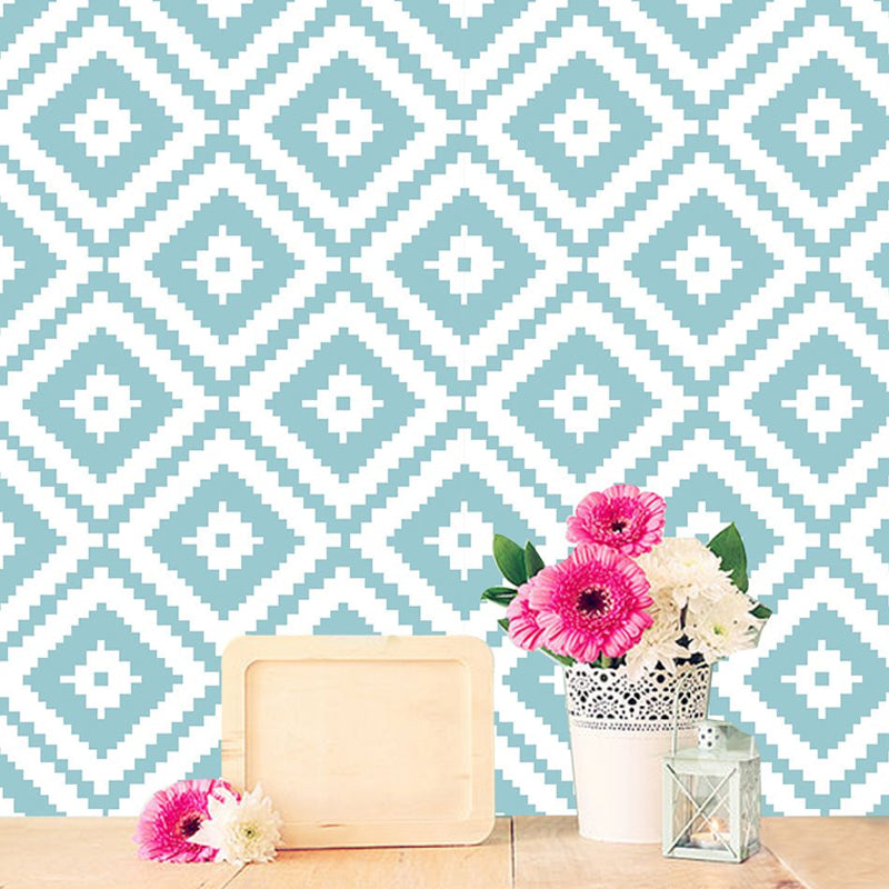 Diamond Pattern Wallpaper Panel Set Peel and Stick Modern Dining Room Wall Covering, 4' x 20.5"