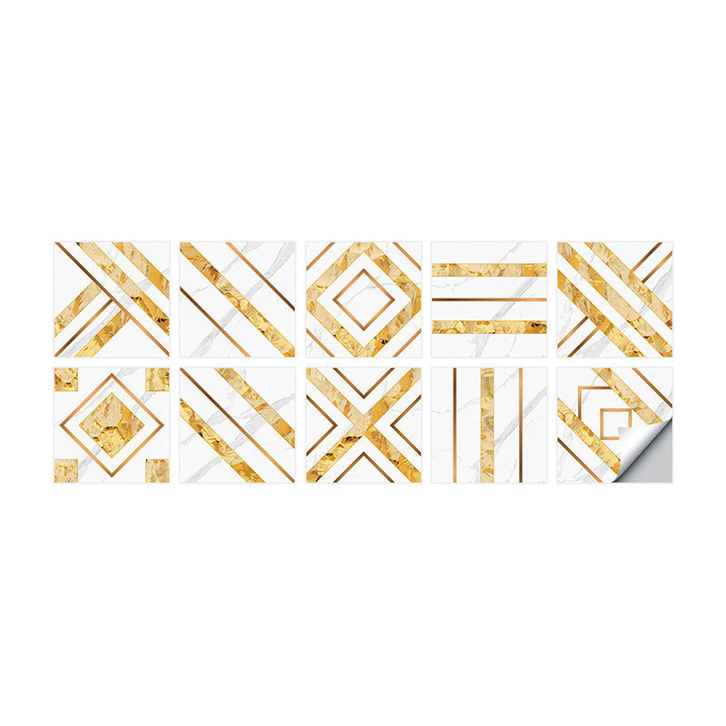 Gold Geometric Wallpaper Panels Self-Stick Modern Style Bathroom Wall Art, 8' x 8"