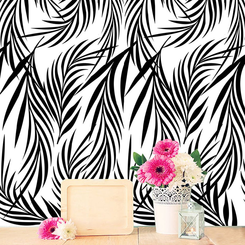 Adhesive Willow Wallpaper Panels Grey-White Modern Style Wall Art for Dining Room