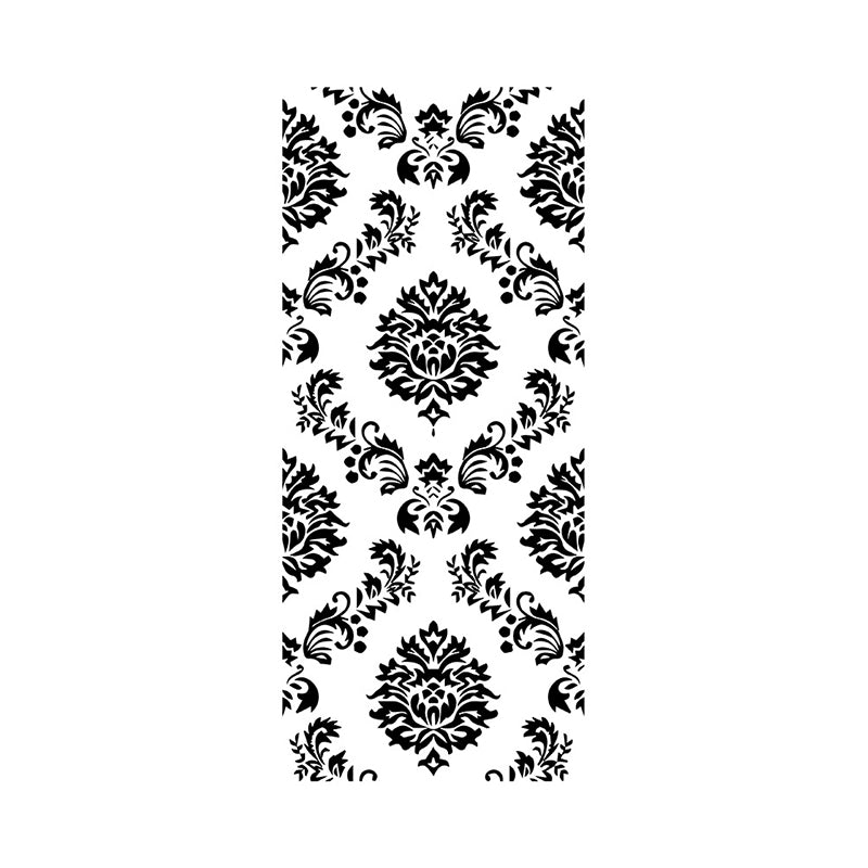Retro Style Damask Wallpaper Panel Set Grey Flower Print Wall Decor, Peel and Paste