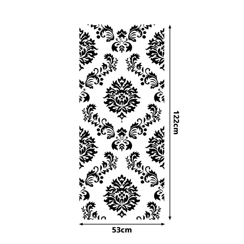 Retro Style Damask Wallpaper Panel Set Grey Flower Print Wall Decor, Peel and Paste