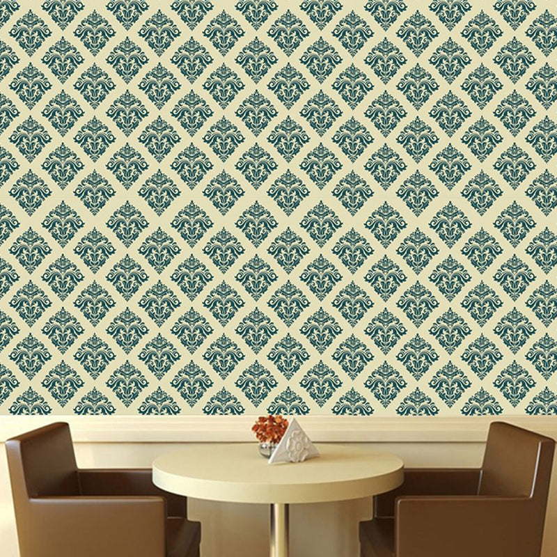 Self-Stick Jacquard Wallpaper Panels Vintage Beautiful Latticework Wall Art in Green, 4' x 20.5"