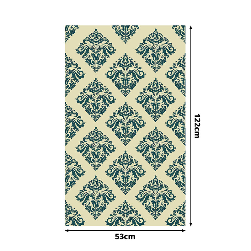 Self-Stick Jacquard Wallpaper Panels Vintage Beautiful Latticework Wall Art in Green, 4' x 20.5"