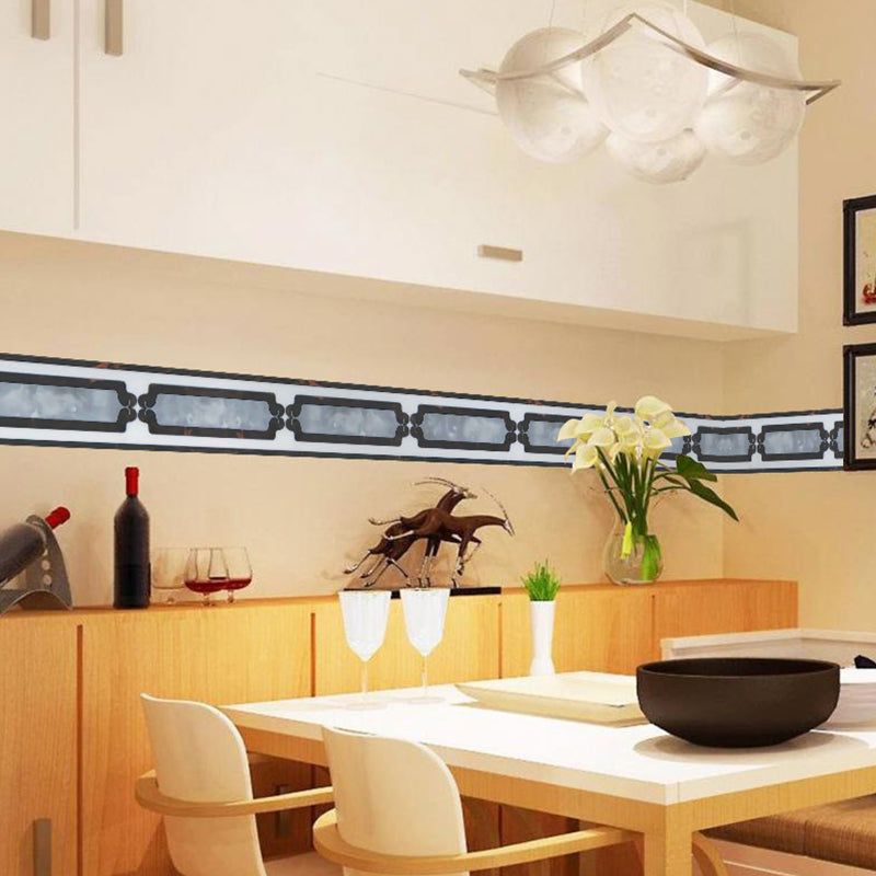 Modern Style Stick Wallpaper Border Grey Tube Print Wall Covering, 6.5' L x 4" W