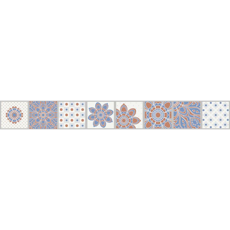 Flower and Dot Wallpaper Border Boho Peel and Stick Kitchen Backsplash Wall Art, 16.5' x 8"