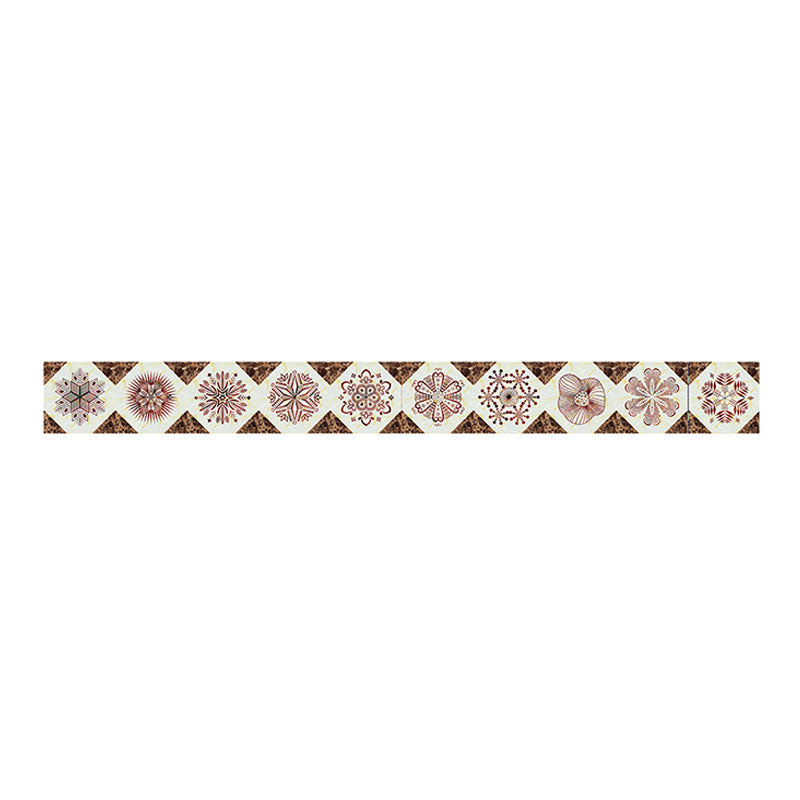 Boho Snowflake Adhesive Wallpaper Border Pink Washroom Wall Decor, 16.5' L x 8" W