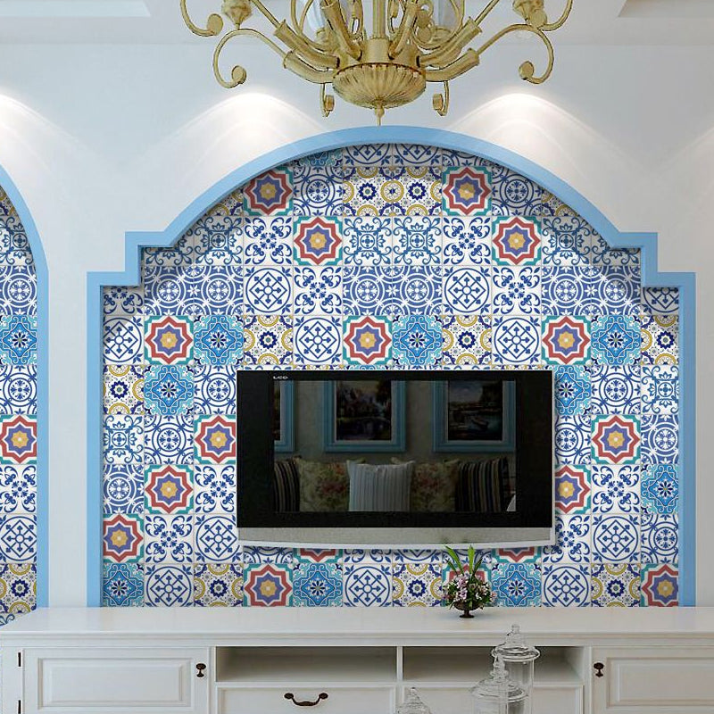 Removable Scroll Flower Wallpaper Border PVC Bohemia Wall Covering for Kitchen Backsplash