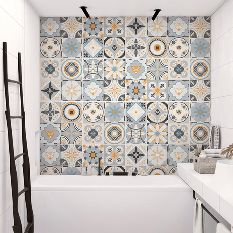 Flower and Circle Print Wallpaper Bohemia Stick On Bathroom Wall Decor, 9.7-sq ft