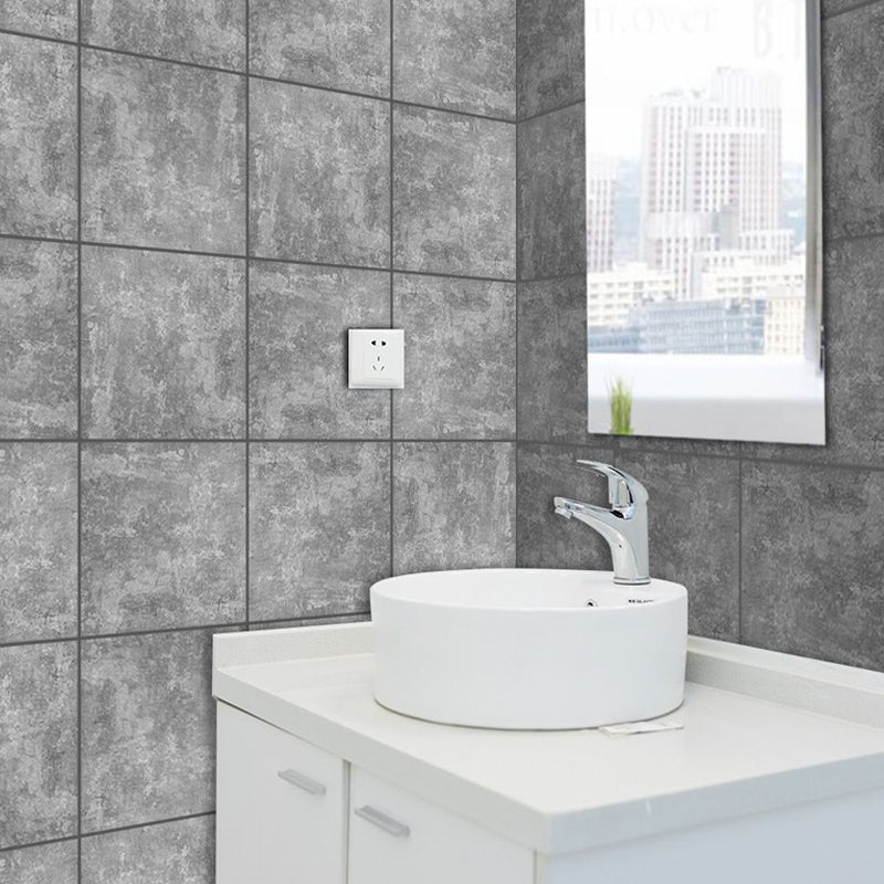 Industrial Concrete Wallpaper Panel Set Grey Peel and Paste Wall Covering in Grey