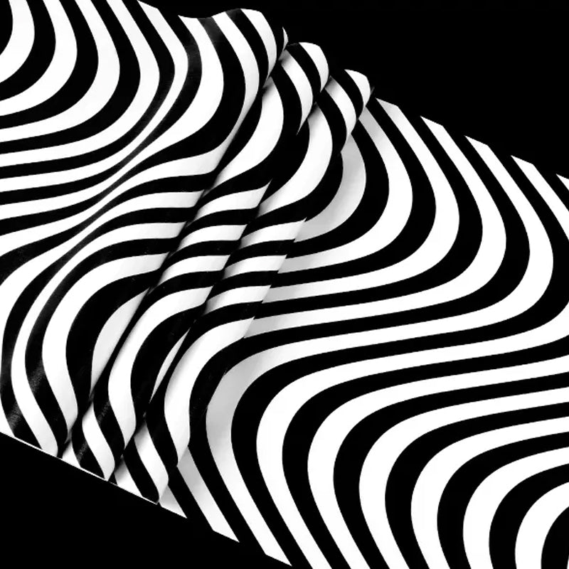 Modern Seamless Waves Wallpaper Black and White Self Adhesive Wall Decor for Home